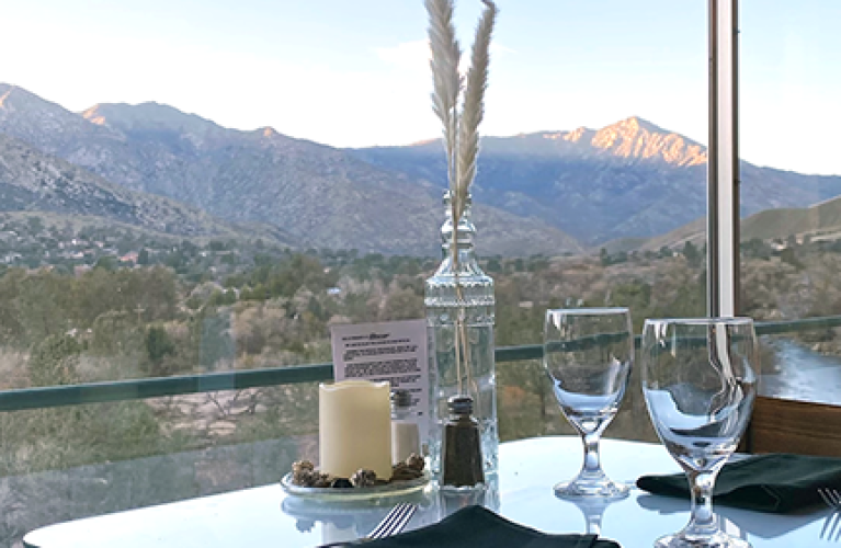 View of Kern River and Sequoia National Forest from Ewings on the Kern Restaurant in Kernville, California